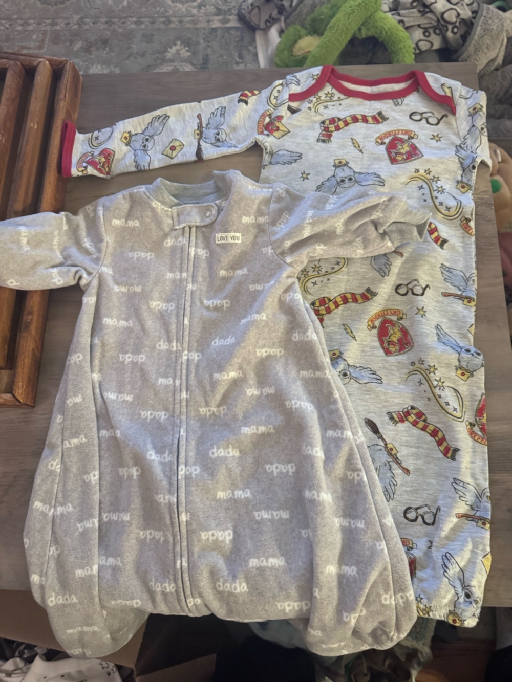 Carter's Gray Sleep Sack and Light Gray Harry-Pajamas with Red Trim 0-6 months